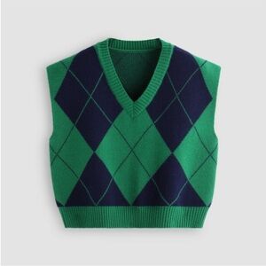 Cider Green and Navy Sweater Vest